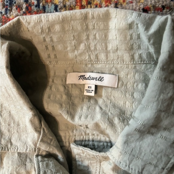 Madewell Seersucker Camp Romper in Ashen Sage XS - Picture 9 of 9